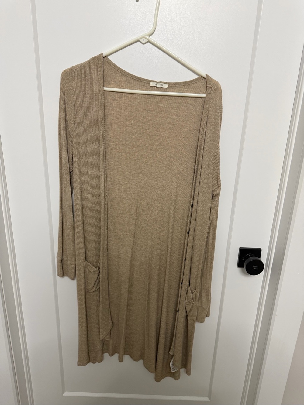 Maurices Long Open-Front Cardigan in Taupe - Size M